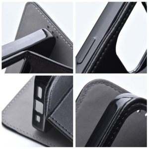 Husa pentru Xiaomi Redmi 14C tip carte cu Portofel Interior, Protectie la socuri, smart magneto, set cu sticker, Negru - Img 3