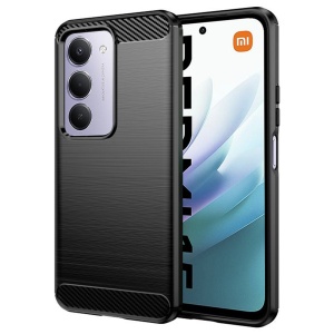 Husa pentru Xiaomi Redmi 15 5G / Redmi 15 4G, SKYDDAR INNOVATION, Carbon Silicone, din Silicon Slim, cu textura Fibra Carbon, set cu sticker, Negru