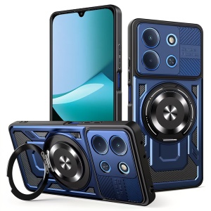 Husa pentru Xiaomi Redmi 15C 5G, Inel Magnetic, Antisoc, set cu sticker, RuggedCam, Albastru