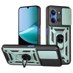 Husa pentru Xiaomi Redmi 15C 5G, SKYDDAR INNOVATION, CamShield, Inel magnetic, set cu sticker, Verde