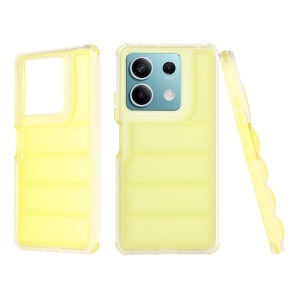 Husa pentru Xiaomi Redmi Note 13 5G, anti soc, margini ridicate, design modern, set cu sticker, wave shield, Galben