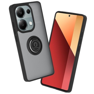 Husa pentru Xiaomi Redmi Note 13 Pro 4G / Poco M6 Pro 4G, SKYDDAR INNOVATION, Glinth cu Inel Rotativ 360° Magnetic, Negru, set cu sticker  - Img 1