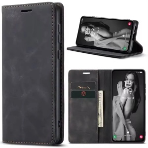 Husa pentru Xiaomi Redmi Note 14 Pro tip Carte, din piele Eco Premium, cu Portofel Interior, SKYDDAR Soft Wallet - Negru - Img 2