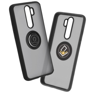 Husa pentru Xiaomi Redmi Note 8 Pro, SKYDDAR INNOVATION, Glinth cu Inel Rotativ 360° Magnetic, Negru, set cu sticker  - Img 11