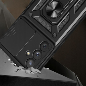 Husa Samsung Galaxy A25 5G cu inel magnetic si protectie camera Skyddar CamShield - Negru - Img 7