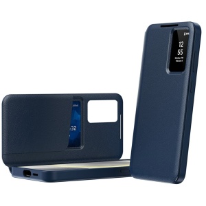 Husa Samsung Galaxy A57 5G tip carte cu portofel si SmartView, Premium, set cu sticker, Albastru - Img 2