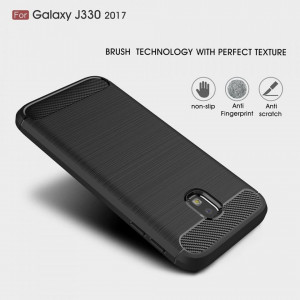 Husa Samsung Galaxy J3 2017 din silicon, Slim, cu textura Fibra Carbon - Negru - Img 6