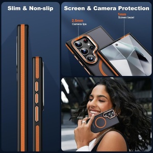 Husa Samsung Galaxy S22 5G Magsafe, ce absoarbe intens socurile, Skyddar Frosted - Roz - Img 2