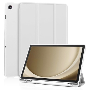 Husa tableta pentru Samsung Galaxy Tab A9 Plus, suport Pencil, functie Sleep/Wake, Flex Trifold, set cu sticker, Gri
