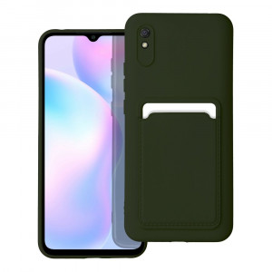 Husa Xiaomi Redmi Note 9A / 9AT din silicon Suport Card, set cu sticker, Cards Case, Verde