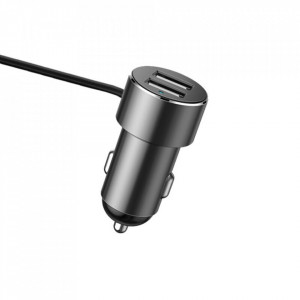 Incarcator auto 2x USB 3.1A, 17W cu 2x priza bricheta 80W, Baseus (CRDYQ-01) - Negru - Img 2
