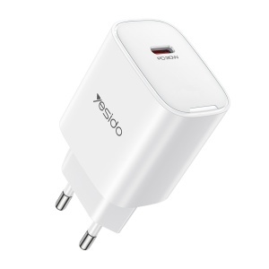 Incarcator de priza, USB-C, Power Delivery 20W, ABS, Yesido, Alb - Img 1