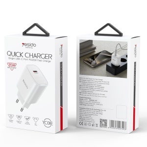 Incarcator de priza, USB-C, Power Delivery 20W, ABS, Yesido, Alb - Img 4