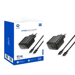 Incarcator pentru Priza, USB-C, USB, 20W, Cablu USB-C Inclus - Lito (LC15T) - Black