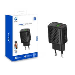 Incarcator pentru Priza, USB-C, USB-A, 30W - Lito (LC19) - Black