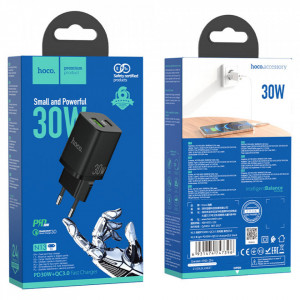 Incarcator priza (N13 Bright), USB-A, USB Type-C, Q.C 3.0, PD 30W, 3.0A, HOCO - Negru - Img 5