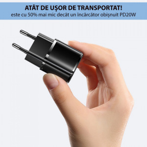 Incarcator priza Type-C, Fast Charge, 20W, 3A, USAMS T36 - Negru - Img 8
