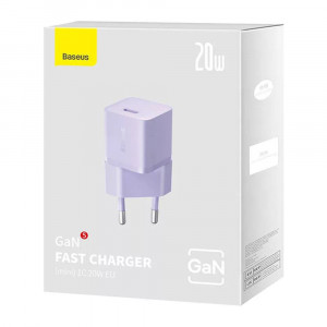 Incarcator Type-C, Fast Charging, GaN, 20W - Baseus (CCGN050105) - Purple - Img 7