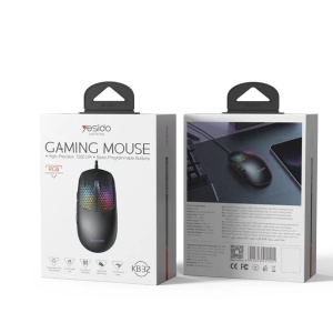 Mouse gaming cu fir, Ultra-lightweight, 7200 DPI, Iluminare RGB, 7 Butoane, Yesido, Negru - Img 6