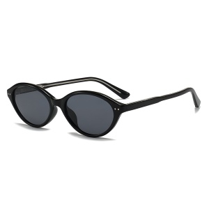 Ochelari de Soare Dama, Filtru UV, Desing Oval, Set cu sticker, Model 99034, Negru