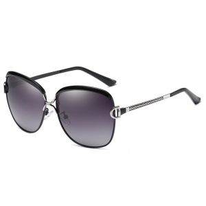 Ochelari de soare dama, protectie UV, Rama metalica, Filtru UV, polarizati (8702), set cu sticker, Negru