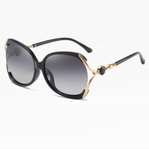 Ochelari de soare dama, protectie UV, rotunzi, Filtru UV 400, (1722), set cu sticker, Negru
