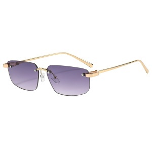 Ochelari de Soare Unisex, Protectie UV, Fara Margini, Stil Rectangular, set cu sticker, Model S098, Mov