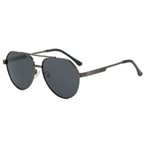 Ochelari de Soare Unisex, Protectie UV, Ramme Metalice, Tip Aviator, set cu sticker, Model 8622, Negru