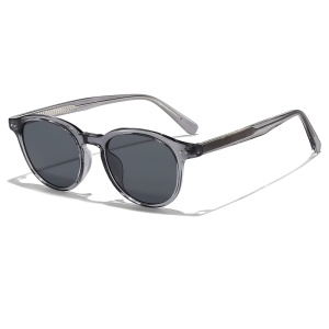 Ochelari de Soare Unisex, Protectie UV, Usori, Ramme TR90, Desing Rotund, set cu sticker, Model 99046, Gri