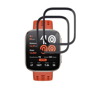 [Pachet 2x] Folie pentru Amazfit Bip 6, protectie zgarieturi, set cu sticker, Nano Flex, Negru
