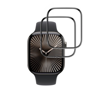 [Pachet 2x] Folie pentru Apple Watch 10 42mm / 11 42mm, protectie zgarieturi, set cu sticker, Nano Flex, Negru