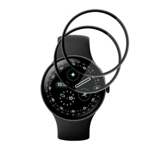 [Pachet 2x] Folie pentru Google Pixel Watch 4 45mm, protectie zgarieturi, set cu sticker, Nano Flex, Negru