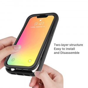 [Pachet 360°] Husa + Folie iPhone 13 mini, Techsuit Defense - Negru - Img 5