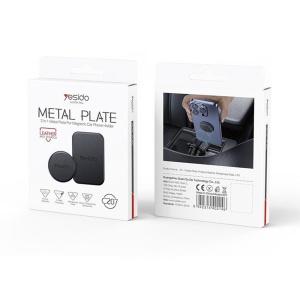 Placute metalice, Autoadezive, Universal, Model Piele, 2 bucati, Yesido, Negru - Img 7