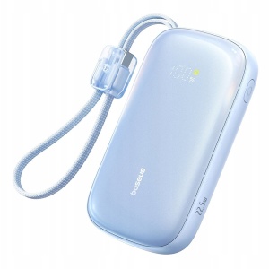 Power Bank 10000mAh 22.5W cu Cablu Detasabil, USB + USB-C, Fast Charging, Baseus EnerFill FC21 Qpow 3 Ultra, Albastru