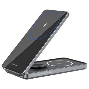 Stand Incarcare Wireless 3 in 1, Proove Metal Edge, 15W, MagSafe, iPhone, AirPods, iWatch, Pliabil, Gri