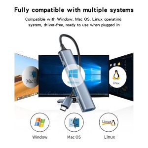 Statie de andocare 4in1, USB-C la 1x USB 3.0, 3x USB 2.0, 5Gbps, Aluminiu, Yesido, Gri - Img 6