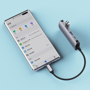 Statie de andocare, USB-C la USB 3.0, SD/TF, RJ45 100Mbps, PD 80W, Aliaj aluminiu, Yesido, Gri - Img 4