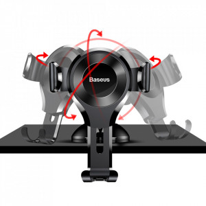 Suport auto Osculum (SUYL-XP01), Gravity Grip, Baseus - Negru - Img 5
