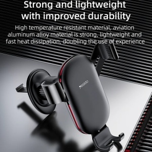 Suport auto telefon, Grila ventilatie, Gravitational, Rotire 360, Yesido, Negru - Img 4