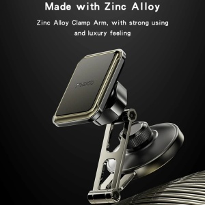 Suport auto telefon, Magnetic, Rotire 360 grade, Brat pliabil, Aliaj zinc, Yesido, Negru - Img 6
