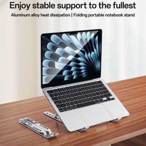 Suport laptop, 7 niveluri ajustabile, Aliaj aluminiu, 13-20 inch, Yesido, Argintiu - Img 2