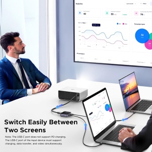 USB-C Switch 2In 1Out, 4K@60Hz, Ugreen AW502 - Gri - Img 3