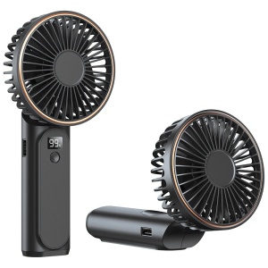 Ventilator Portabil cu Display LED, 6 Viteze, USB-C, 5000mAh, Compact si Eficient, Negru
