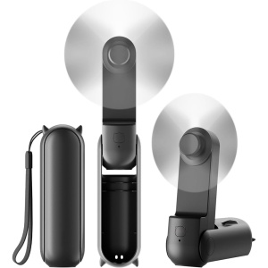 Ventilator Ultra Portabil 3 in 1, De Mână, De Birou, De Gât, 3 Trepte Viteza, Pliabil cu baterie Portabila 2000mAh, Autonomie 20h, SKDR AirMini - Negru