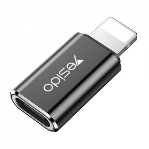 Adaptor Lightning la Type-C, Plug & Play, 480Mbps, Yesido (GS03) - Negru