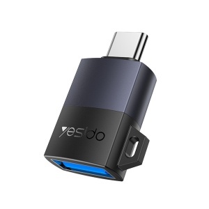Adaptor OTG, Type-C la USB 3.0, 5Gbps, QC18W, Aliaj Aluminiu, Yesido, Gri