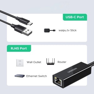 Adaptor pentru Internet, USB, USB-C la RJ45, 100Mbps, Indicator LED, Ugreen CR110, Negru - Img 7