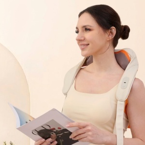 Aparat masaj cervical, Shiatsu, Incalzire Hot Compress, 2000mAh, Yesido, Bej - Img 5