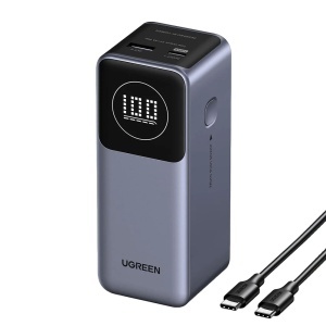 Baterie Externa 12000mAh, 100W, USB-C, USB, LCD, Ugreen PB724 - Space Gray